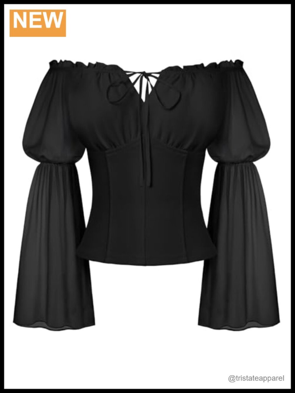Renaissance Peasant Top Off Shoulder Chiffon Sleeve Knit Blouse